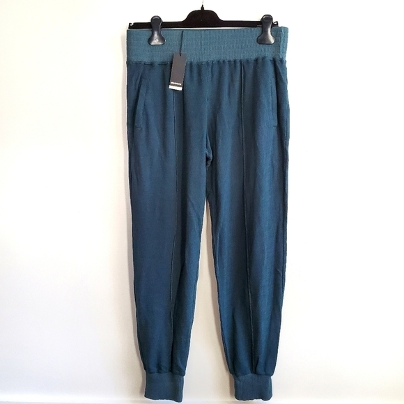 New Monrow High Waisted Stitched Deep Green Joggers Sweatpants NWT Large - Picture 1 of 11